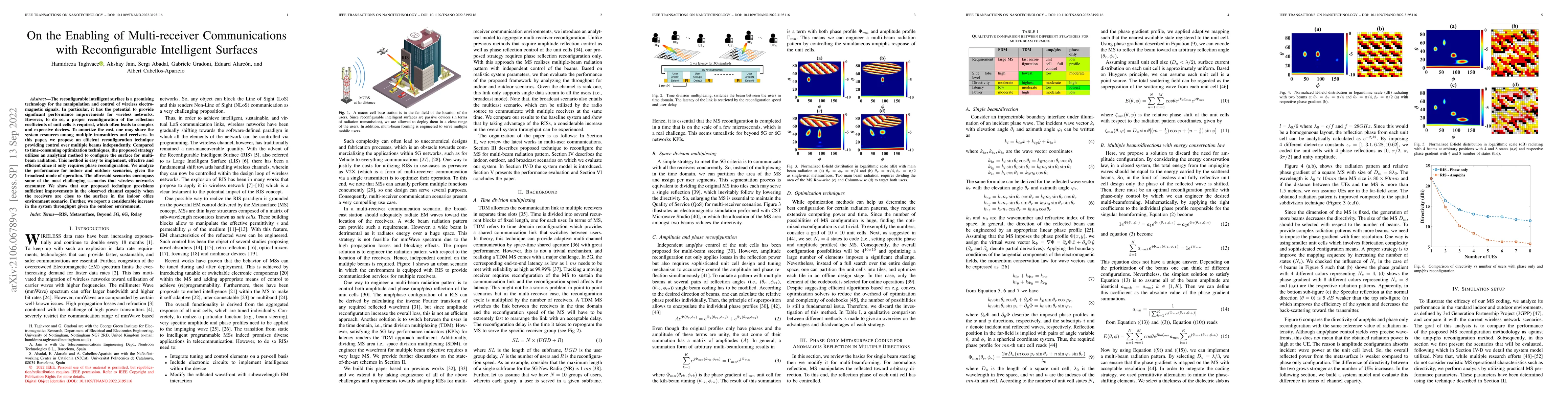 Thumbnail for On the Enabling of Multi-receiver Communications with Reconfigurable
  Intelligent Surfaces