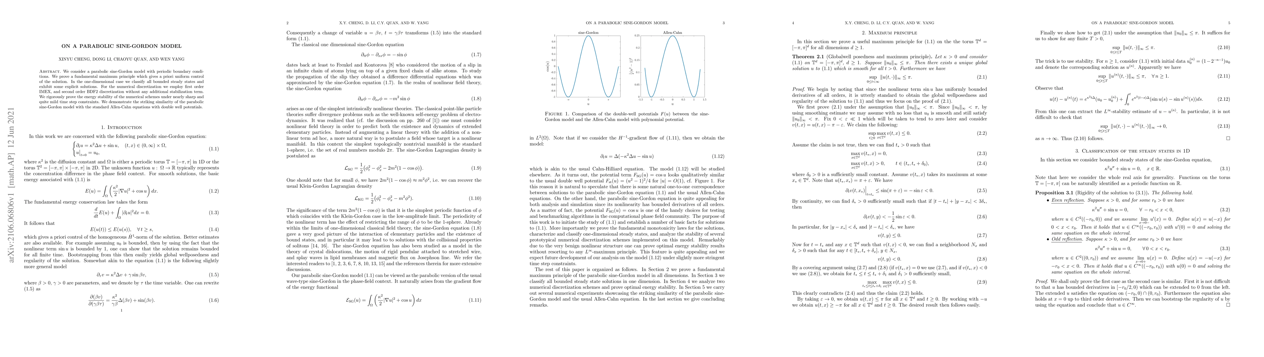 Thumbnail for On a parabolic sine-Gordon model