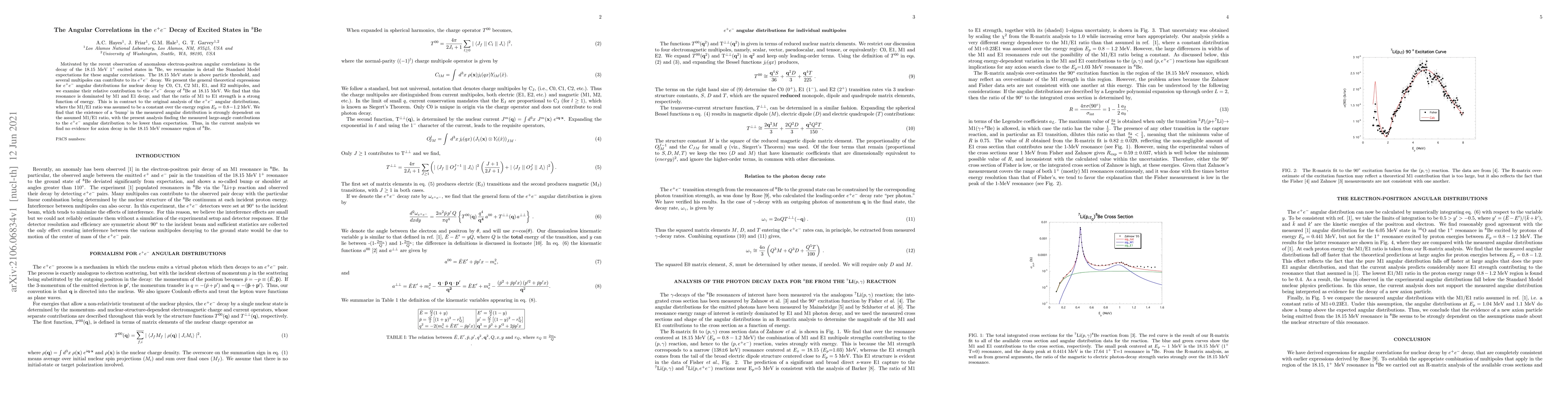 Thumbnail for The Angular Correlations in the $e^+e^-$ Decay of Excited States in 8Be