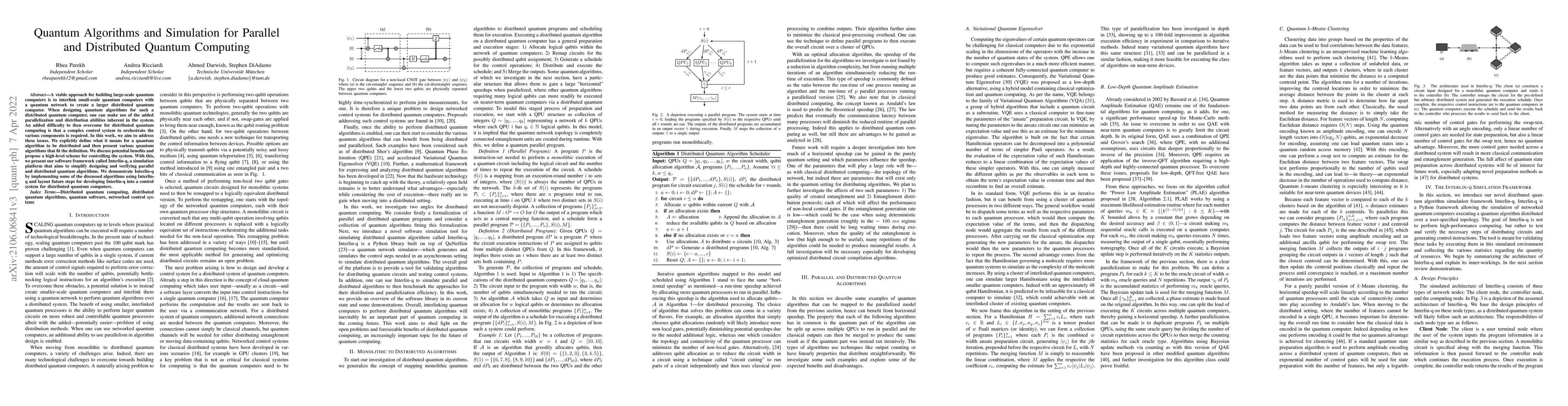 Thumbnail for Quantum Algorithms and Simulation for Parallel and Distributed Quantum
  Computing