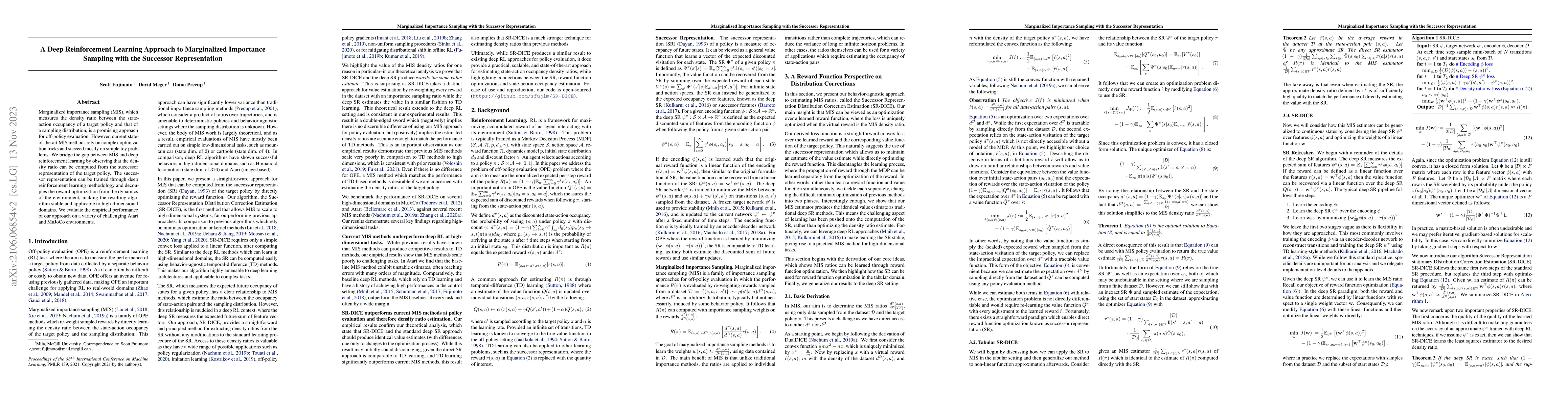 Thumbnail for A Deep Reinforcement Learning Approach to Marginalized Importance
  Sampling with the Successor Representation