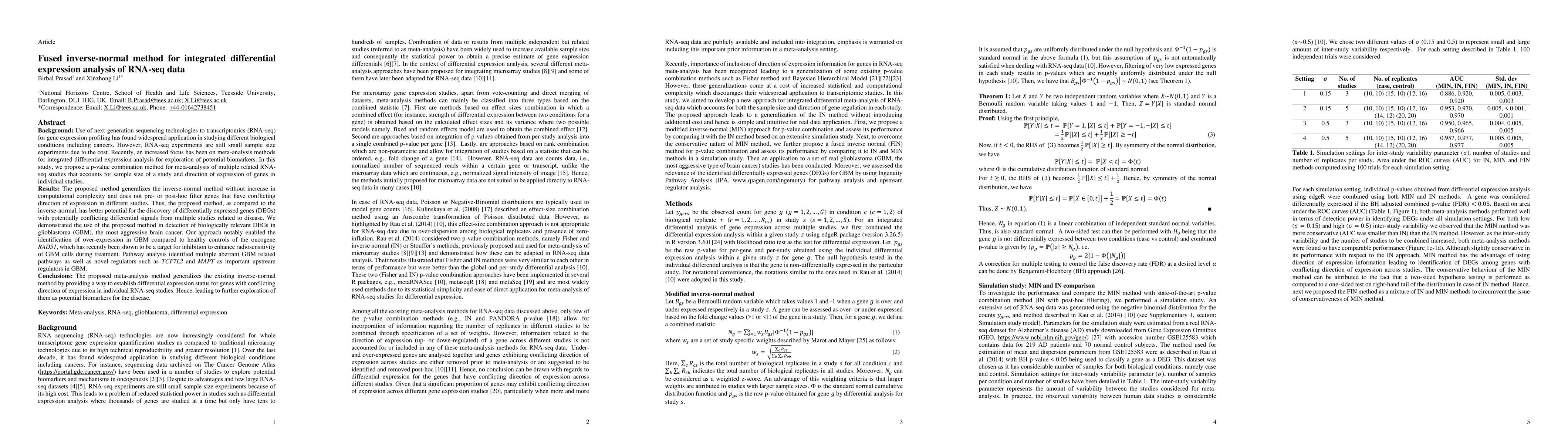 Thumbnail for Fused inverse-normal method for integrated differential expression
  analysis of RNA-seq data