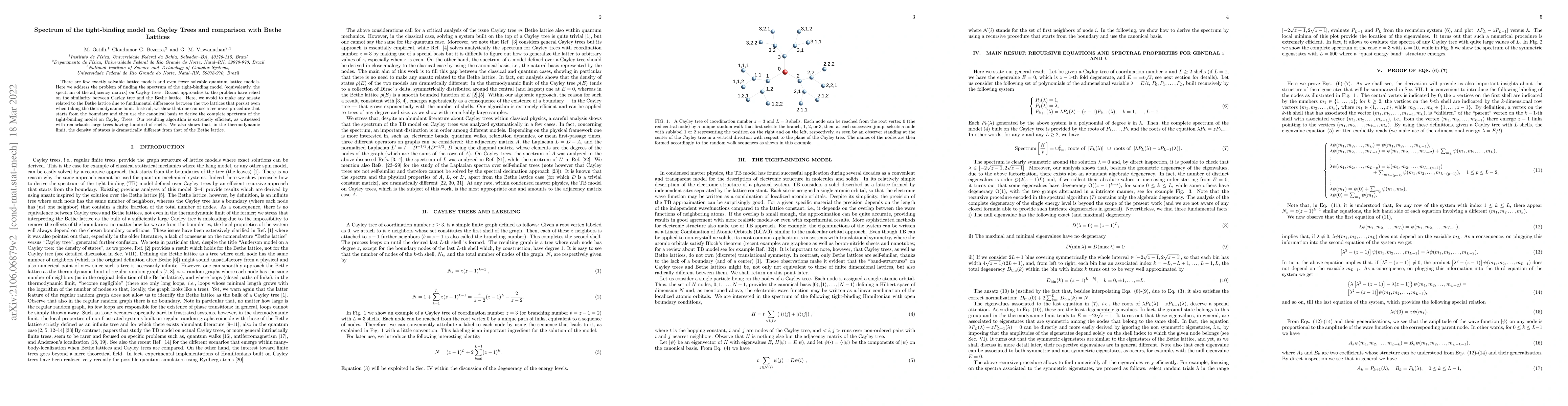 Thumbnail for Spectrum of the tight-binding model on Cayley Trees and comparison with
  Bethe Lattices