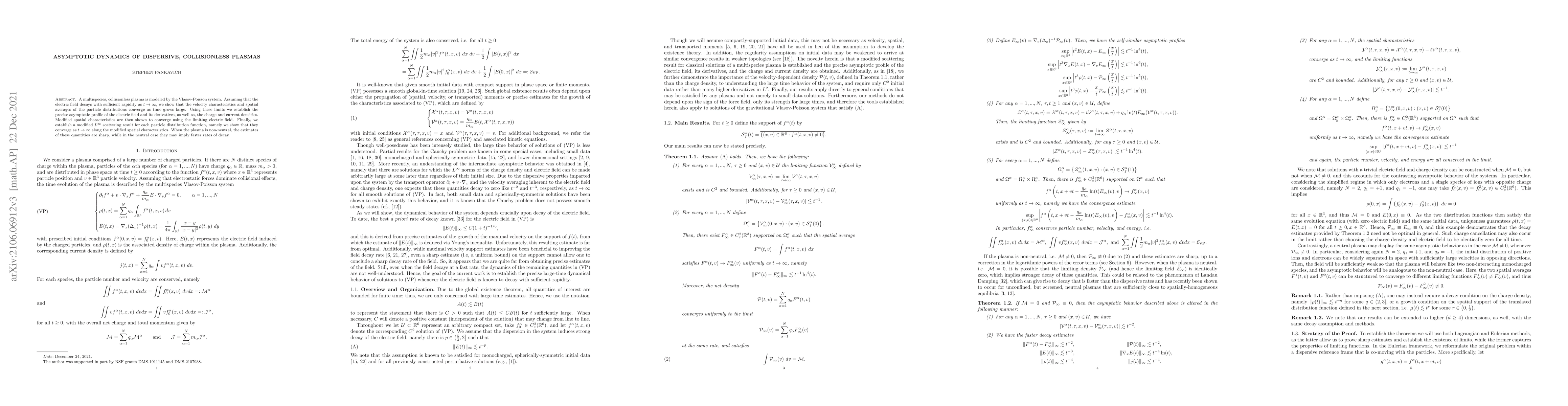 Thumbnail for Asymptotic Dynamics of Dispersive, Collisionless Plasmas