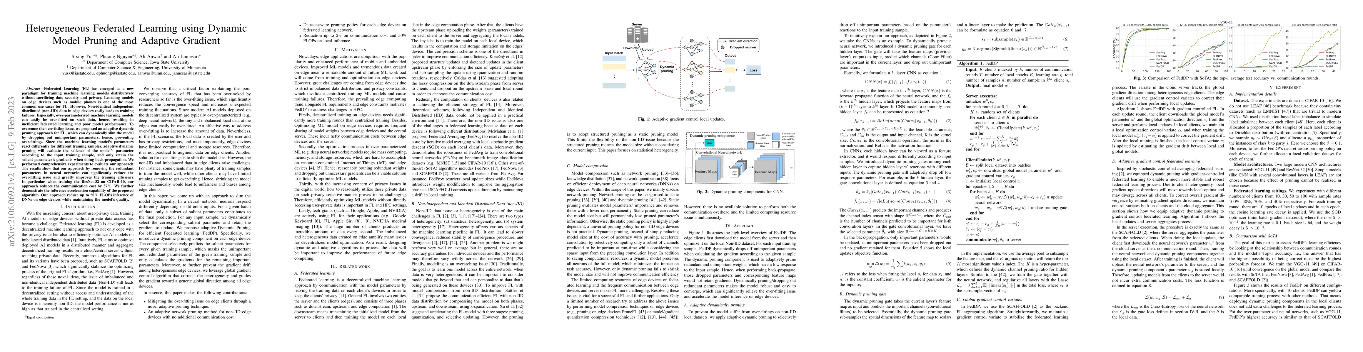 Thumbnail for Heterogeneous Federated Learning using Dynamic Model Pruning and
  Adaptive Gradient