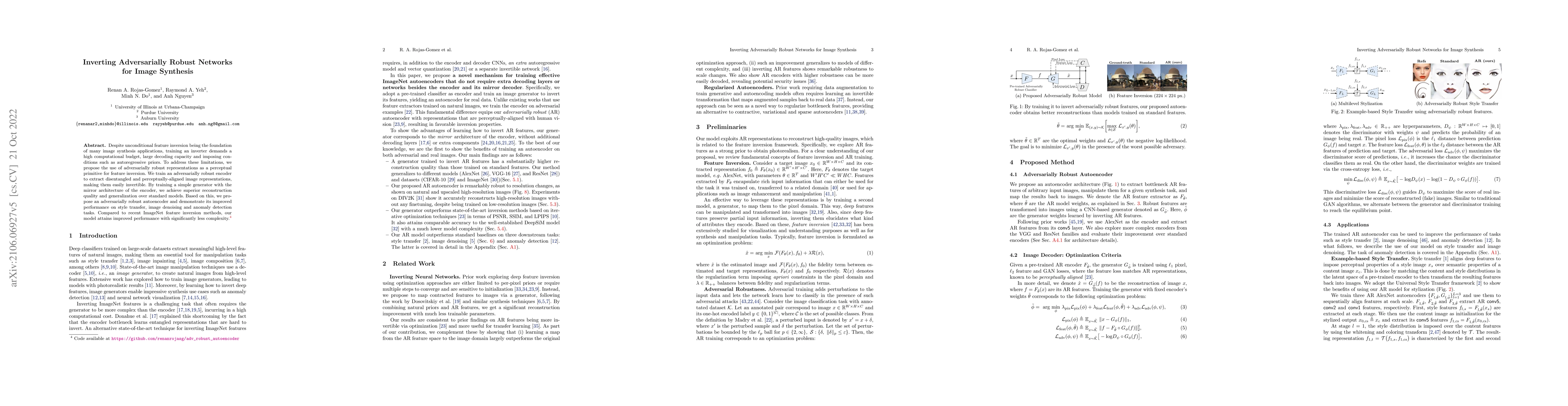 Thumbnail for Inverting Adversarially Robust Networks for Image Synthesis