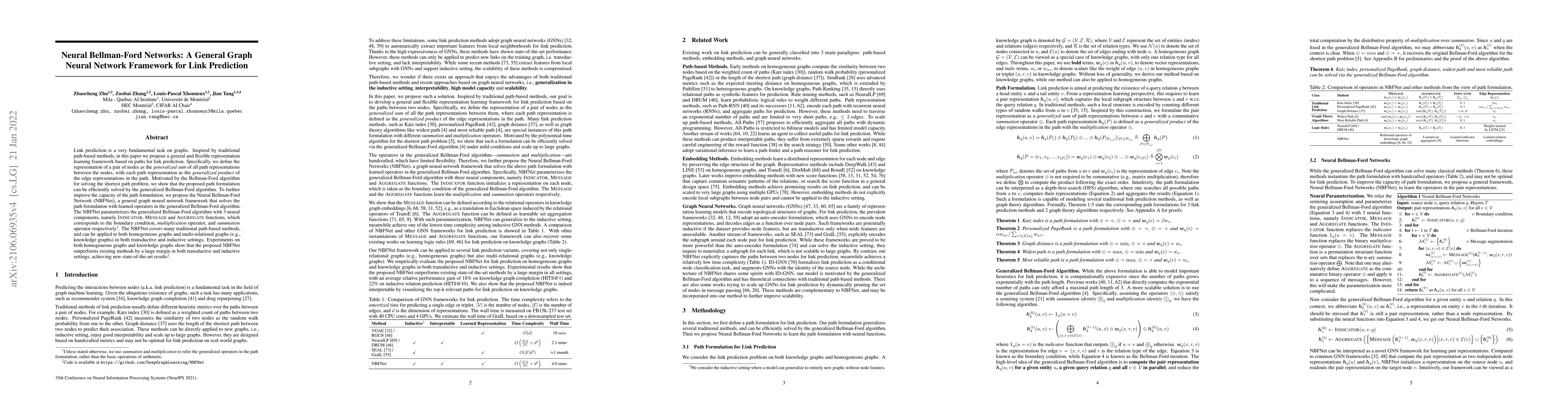 Thumbnail for Neural Bellman-Ford Networks: A General Graph Neural Network Framework
  for Link Prediction