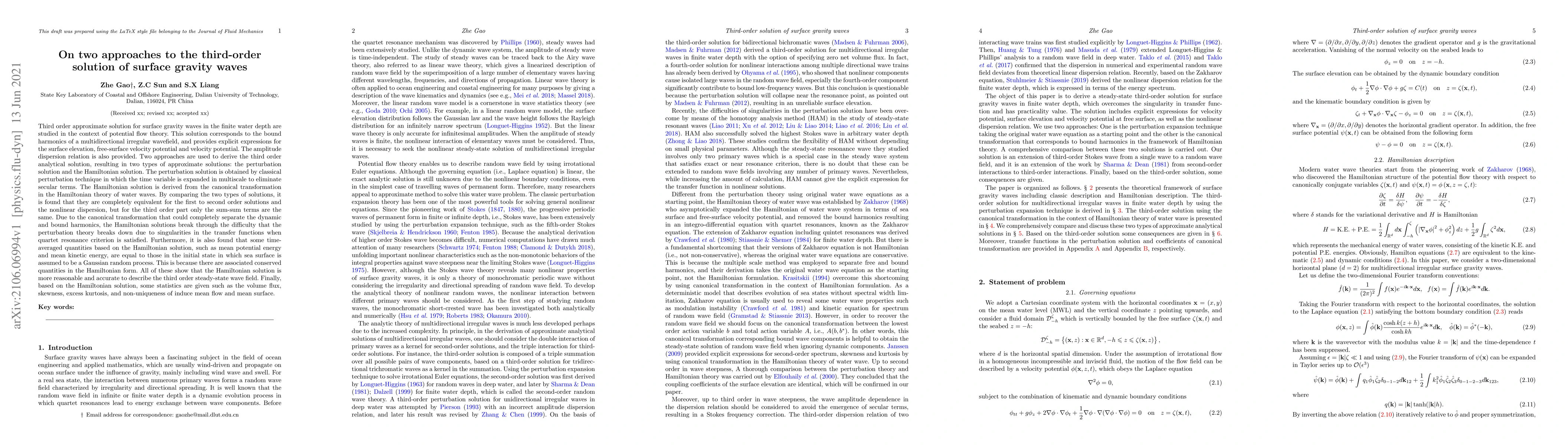 Thumbnail for On two approaches to the third-order solution of surface gravity waves