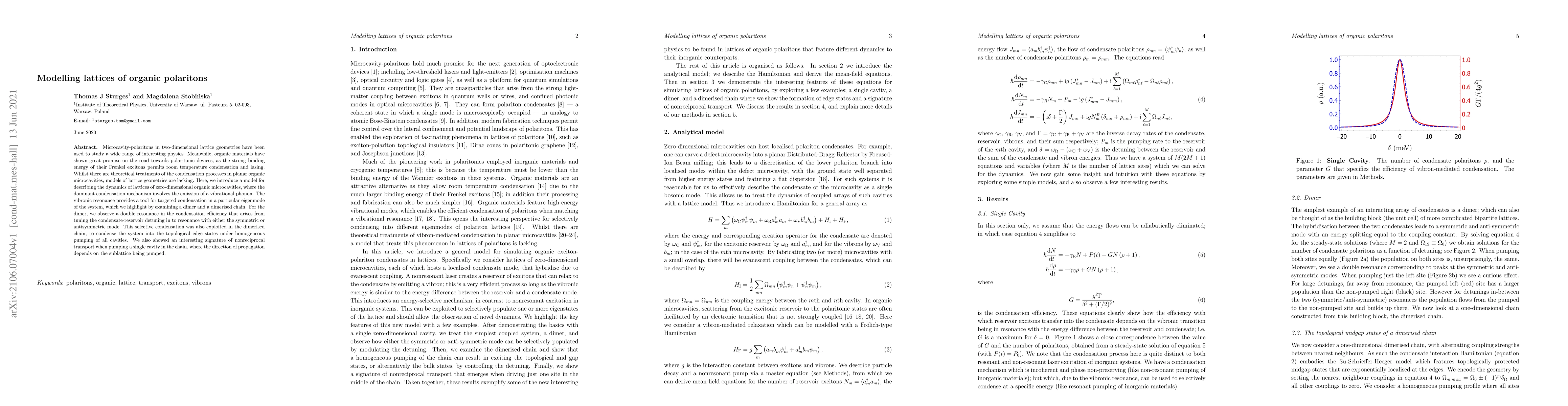Thumbnail for Modelling lattices of organic polaritons