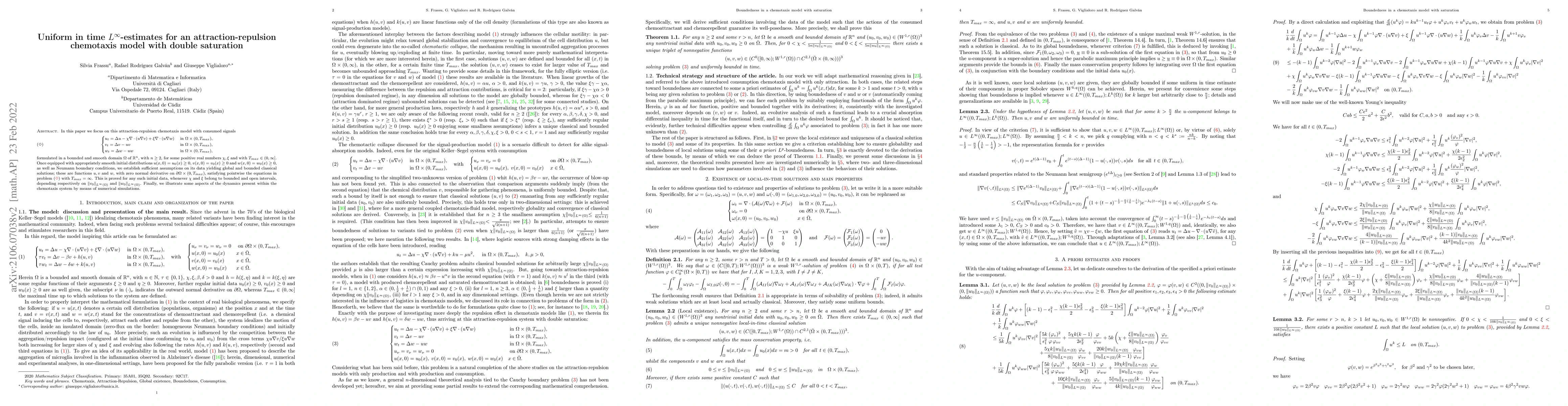 Thumbnail for Uniform in time $L^\infty$-estimates for an attraction-repulsion
  chemotaxis system with double saturation