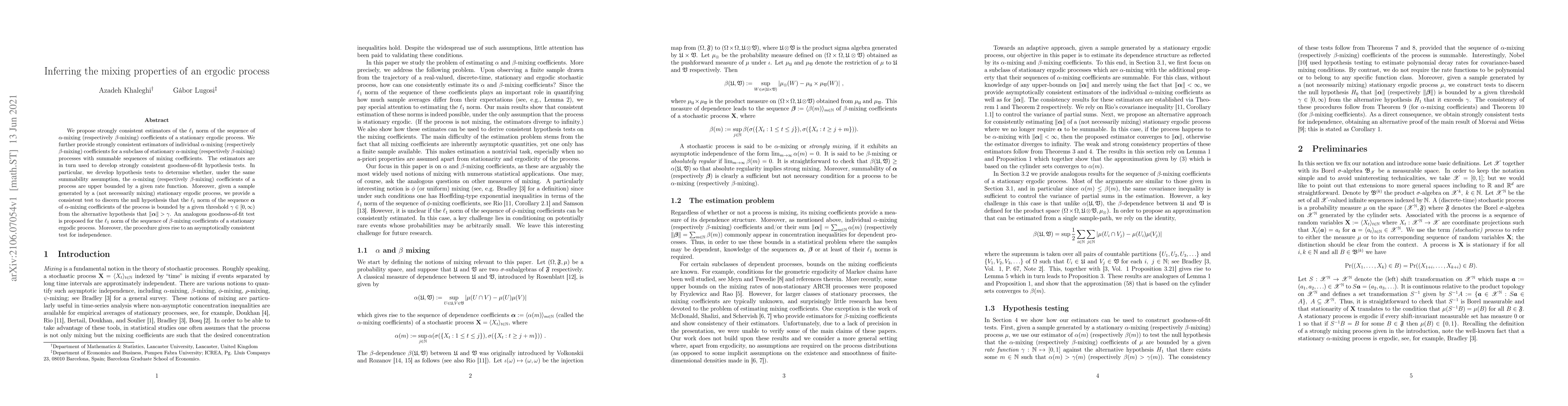 Thumbnail for Inferring the mixing properties of an ergodic process