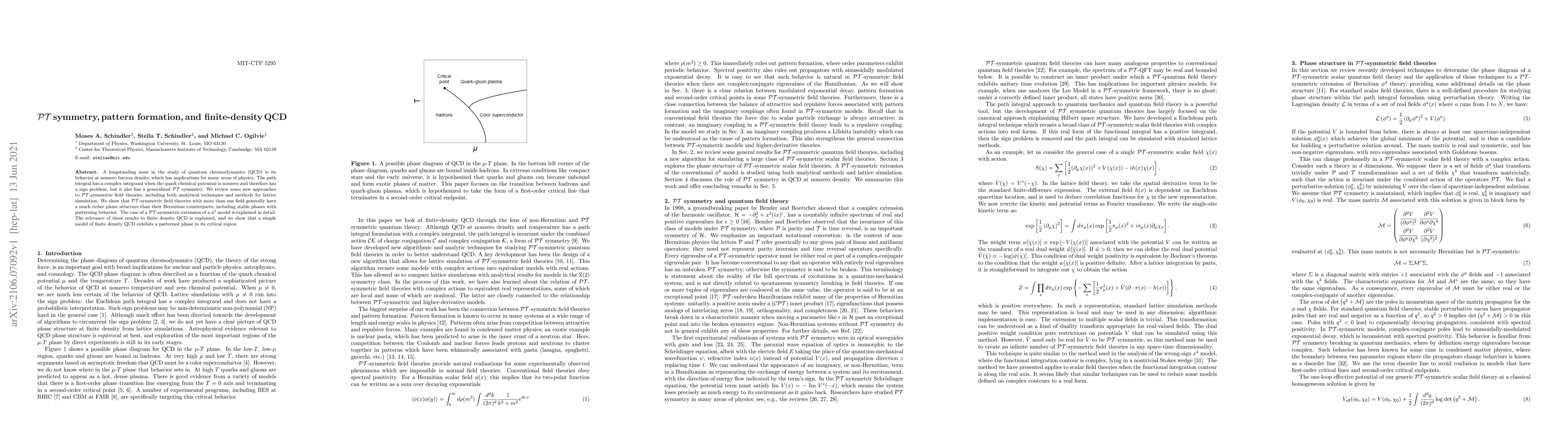 Thumbnail for $\mathcal PT$ symmetry, pattern formation, and finite-density QCD