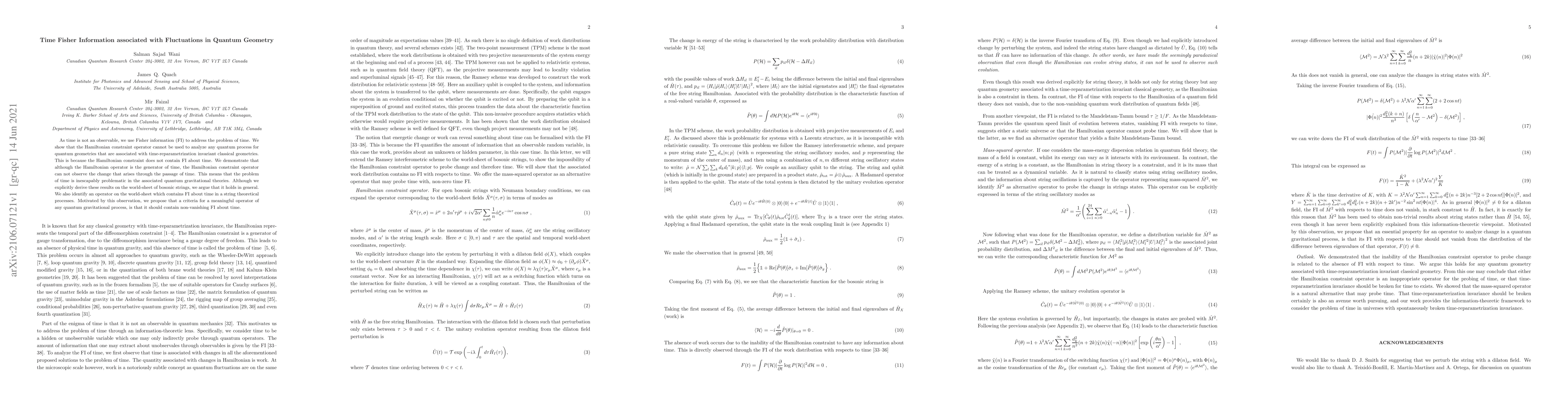 Thumbnail for Time Fisher Information associated with Fluctuations in Quantum Geometry