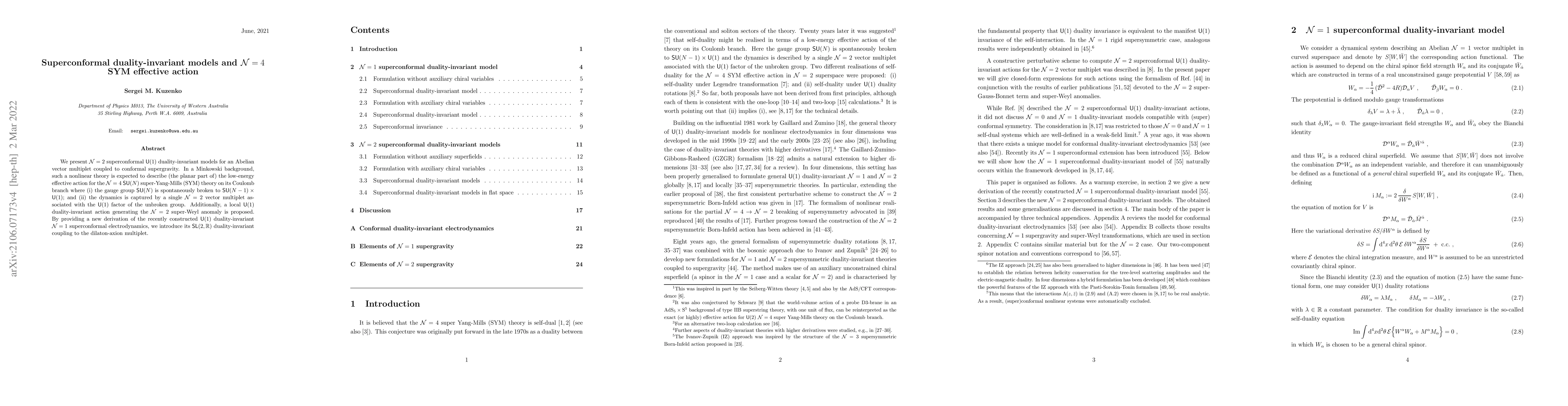 Thumbnail for Superconformal duality-invariant models and $\mathcal{N} = 4$ SYM
  effective action
