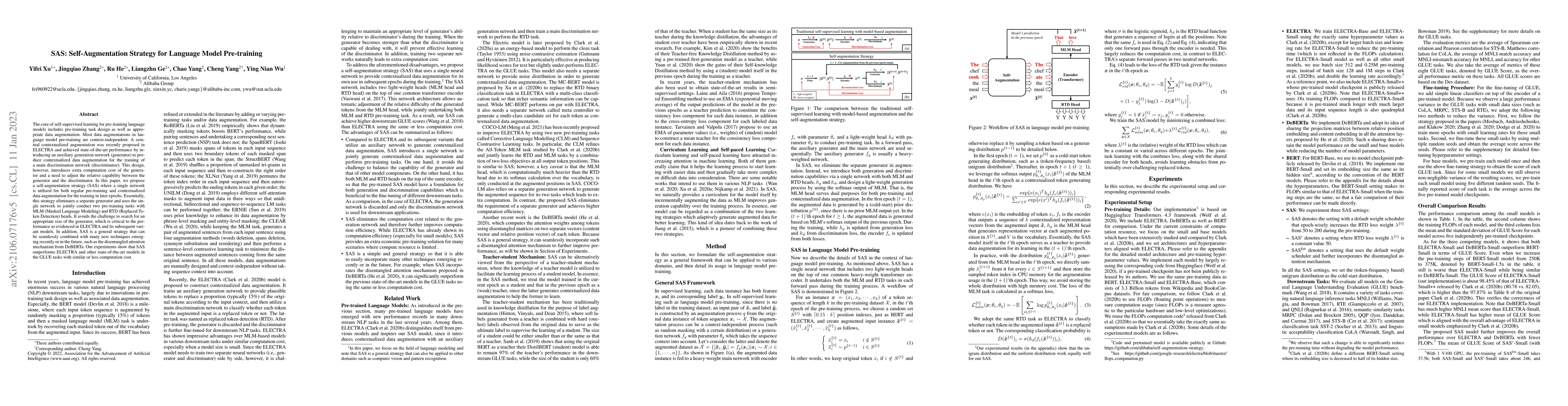 Thumbnail for SAS: Self-Augmentation Strategy for Language Model Pre-training