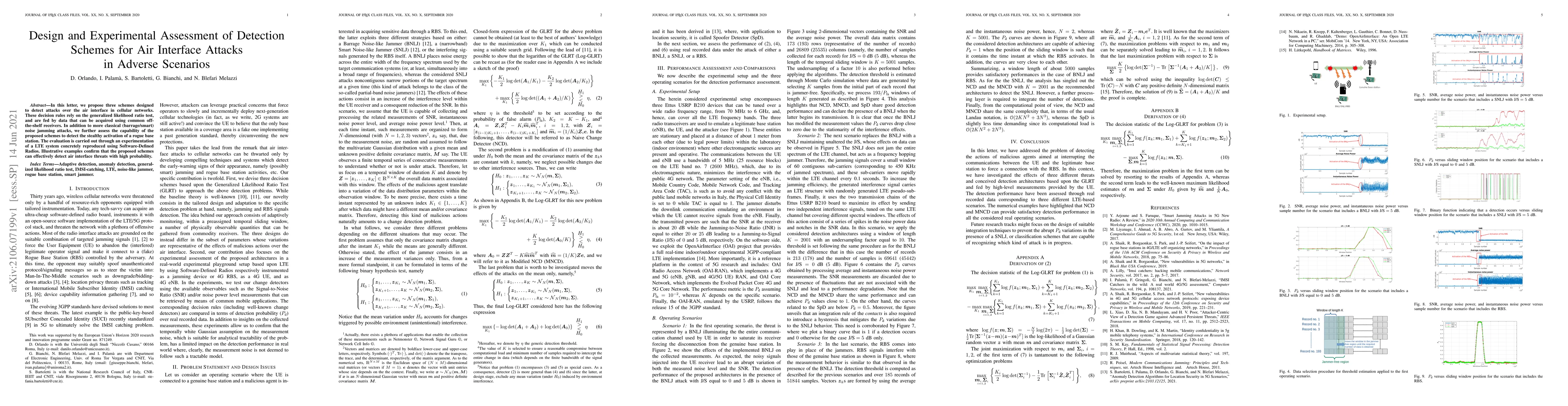 Thumbnail for Design and Experimental Assessment of Detection Schemes for Air
  Interface Attacks in Adverse Scenarios
