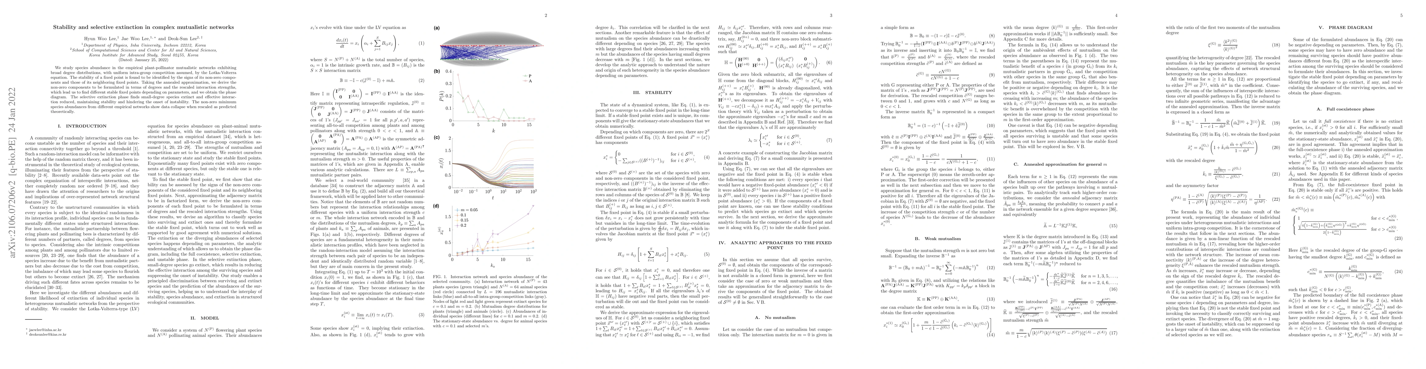 Thumbnail for Stability and selective extinction in complex mutualistic networks