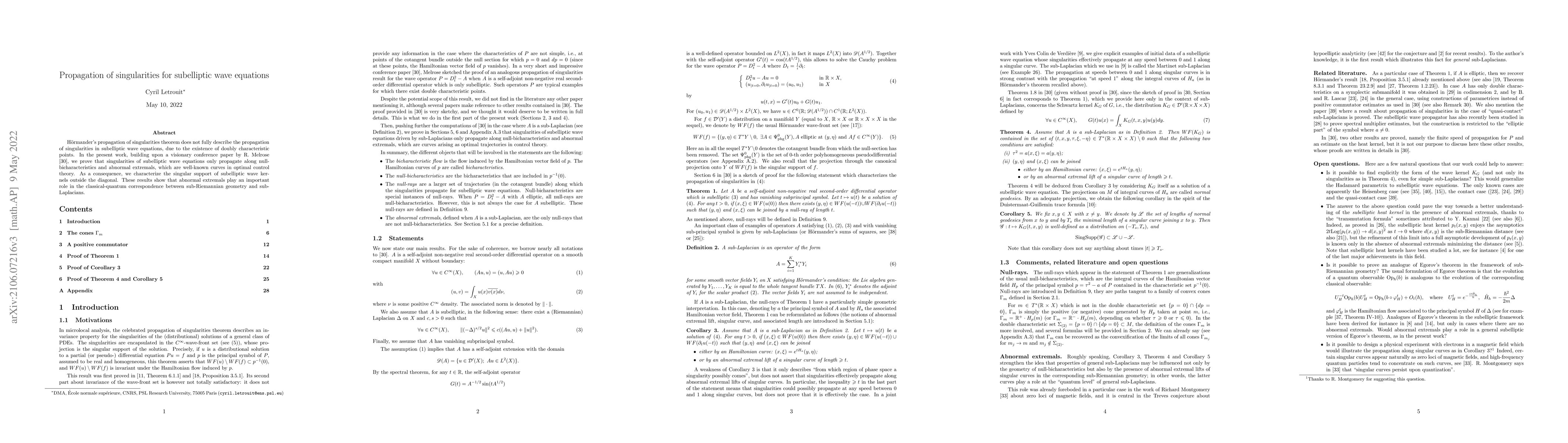 Thumbnail for Propagation of singularities for subelliptic wave equations