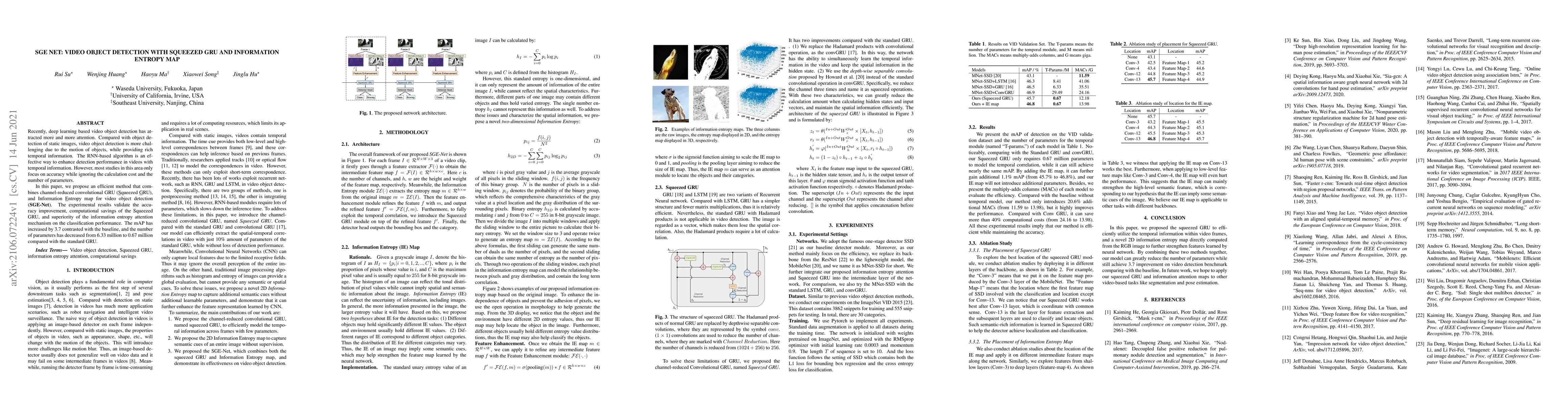 Thumbnail for SGE net: Video object detection with squeezed GRU and information
  entropy map