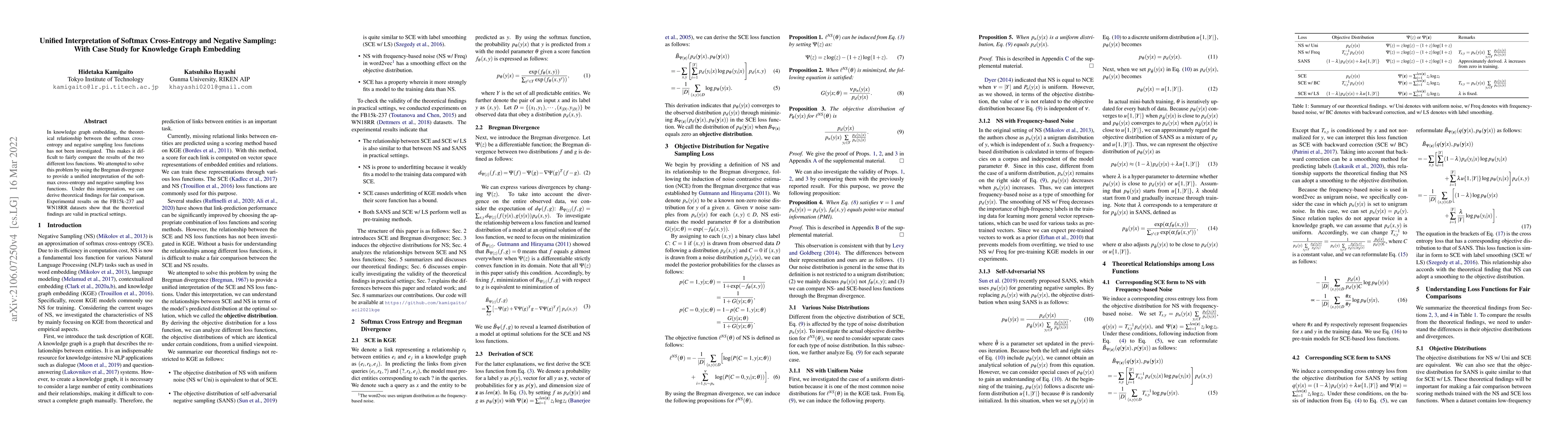 Thumbnail for Unified Interpretation of Softmax Cross-Entropy and Negative Sampling:
  With Case Study for Knowledge Graph Embedding