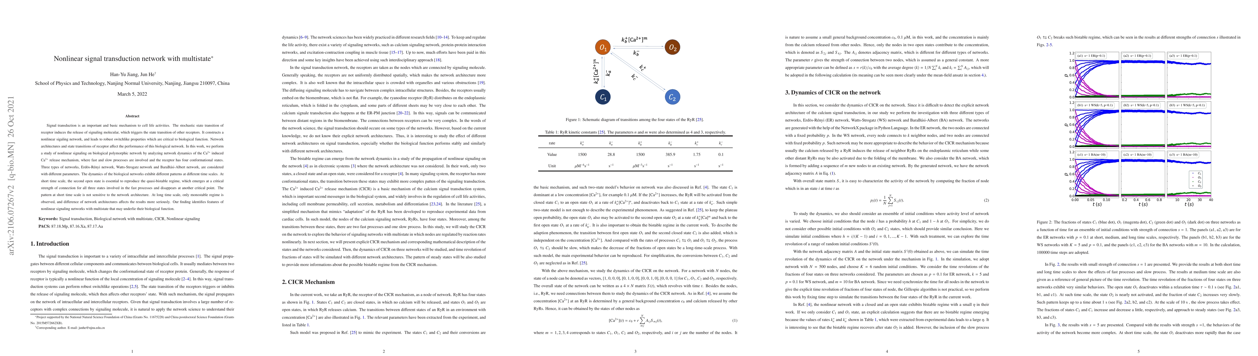 Thumbnail for Nonlinear signal transduction network with multistate