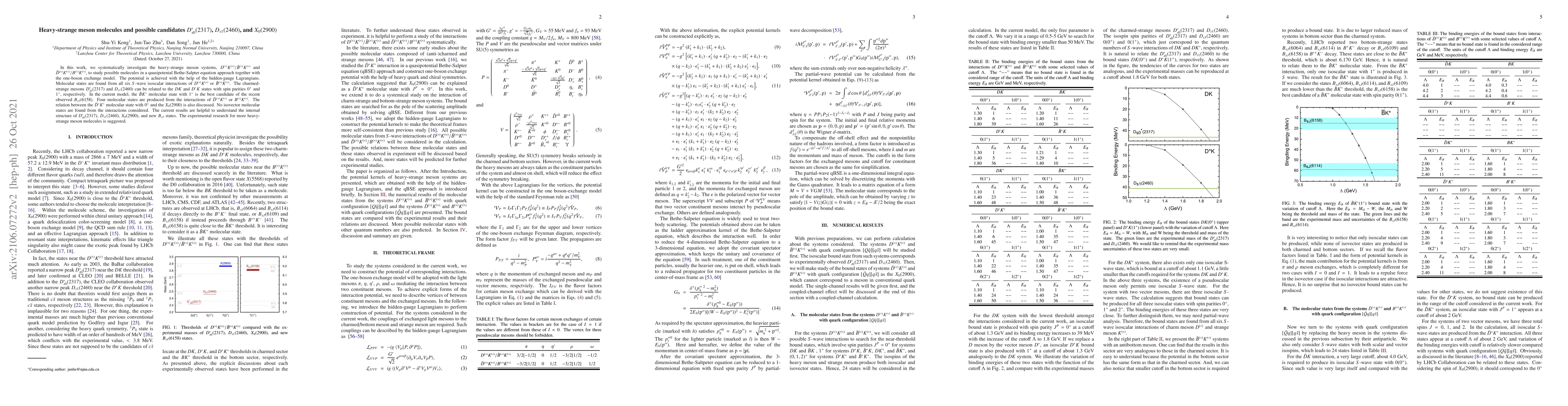 Thumbnail for Heavy-strange meson molecules and possible candidates $D^*_{s0}(2317)$,
  $D_{s1}(2460)$, and $X_0(2900)$