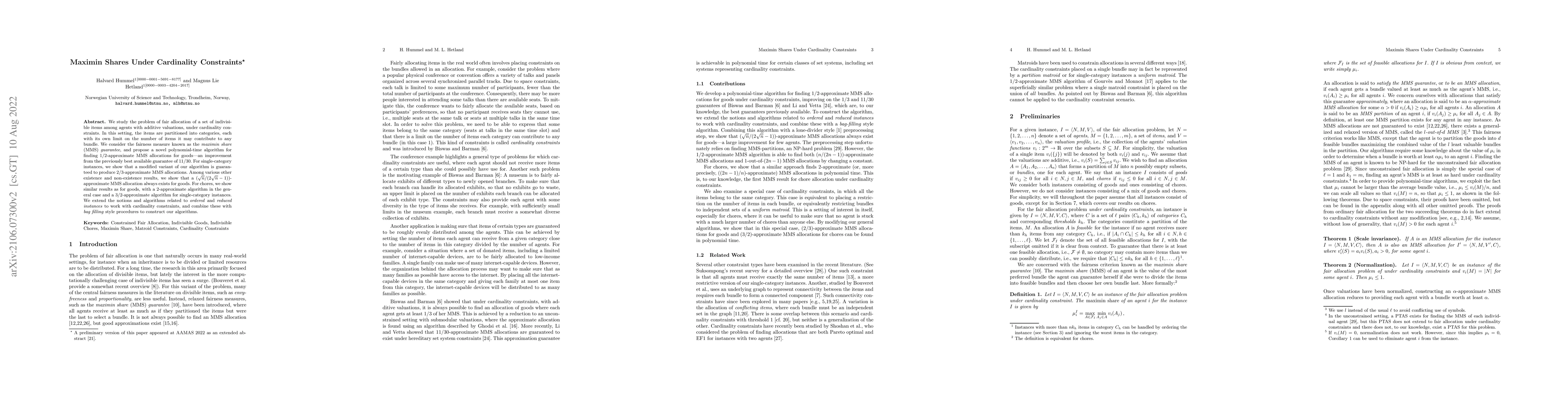 Thumbnail for Maximin Shares Under Cardinality Constraints