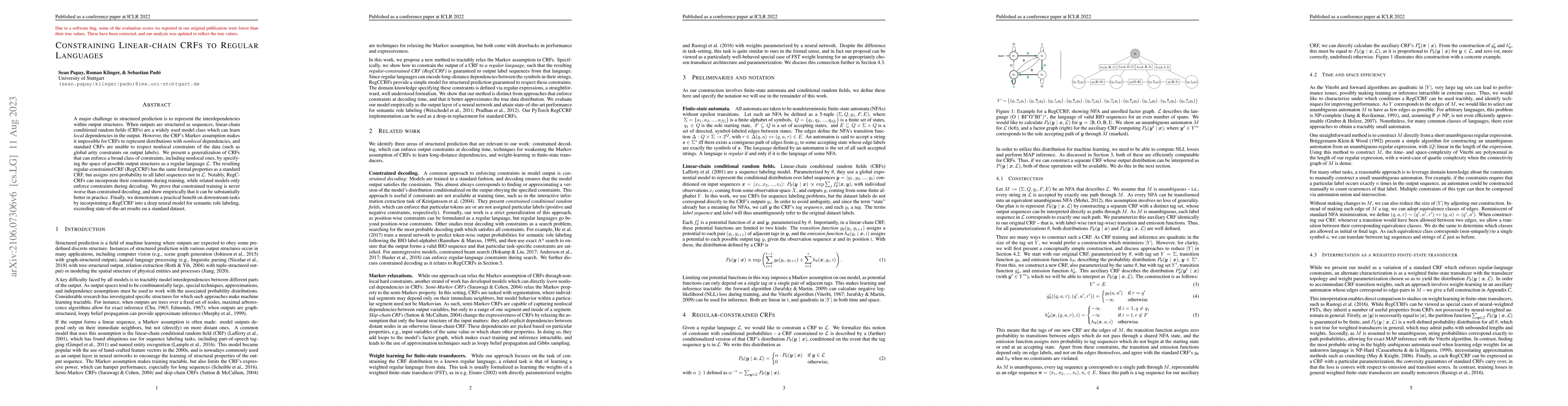 Thumbnail for Constraining Linear-chain CRFs to Regular Languages
