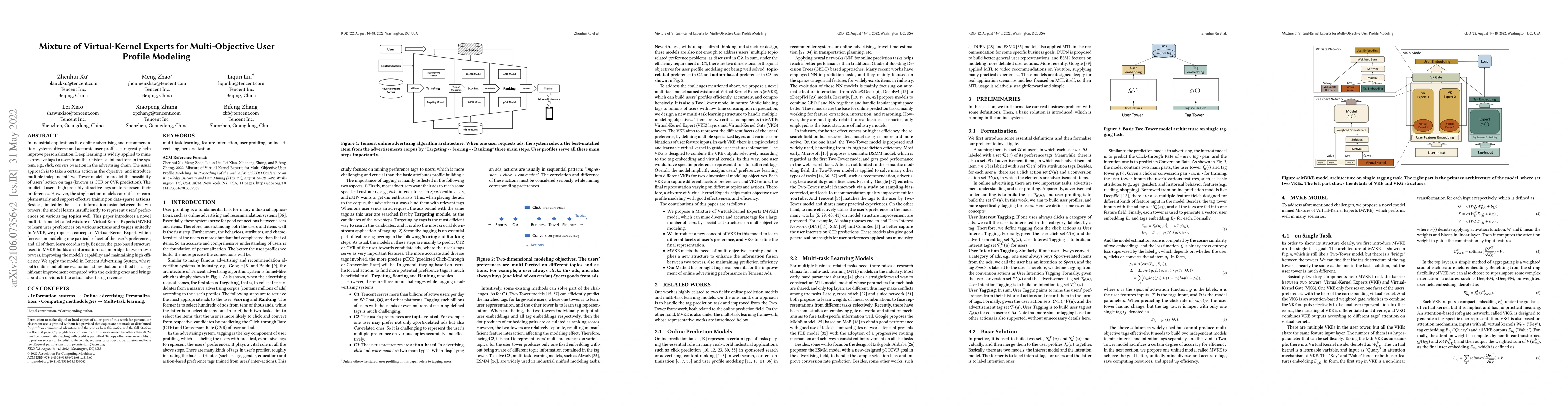 Thumbnail for Mixture of Virtual-Kernel Experts for Multi-Objective User Profile
  Modeling