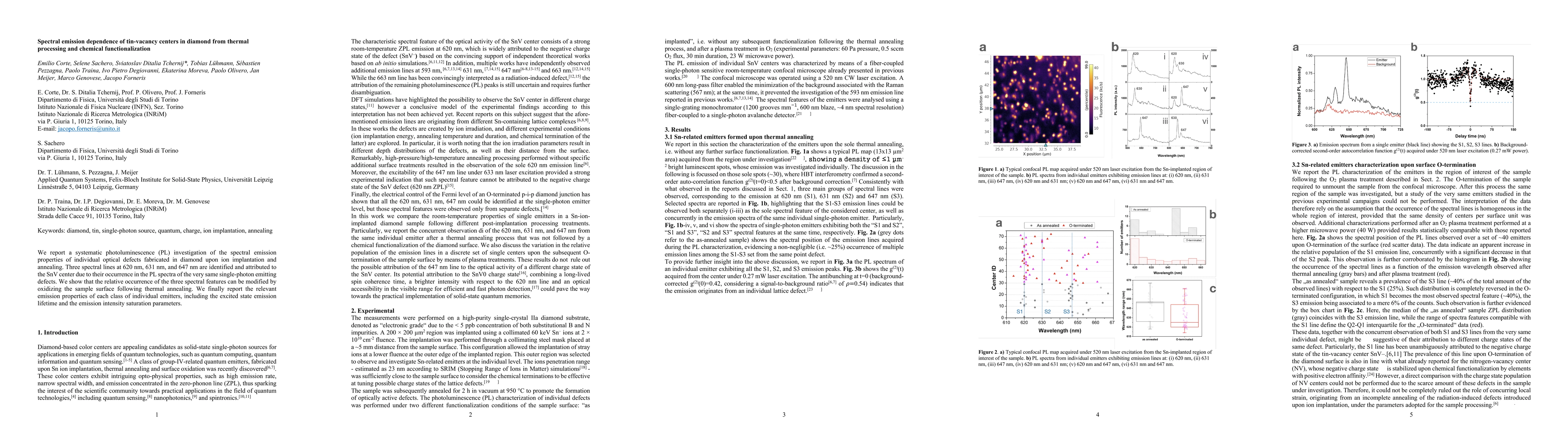 Thumbnail for Spectral emission dependence of tin-vacancy centers in diamond from
  thermal processing and chemical functionalization
