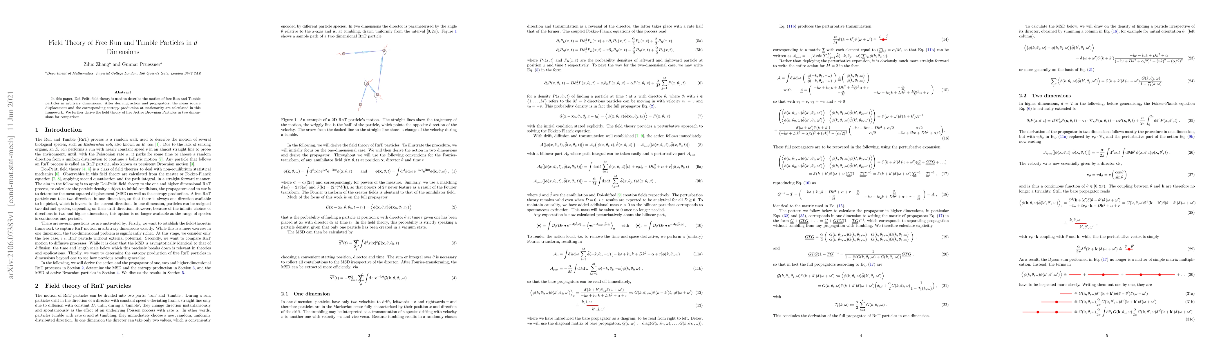 Thumbnail for Field Theory of Free Run and Tumble Particles in d Dimensions