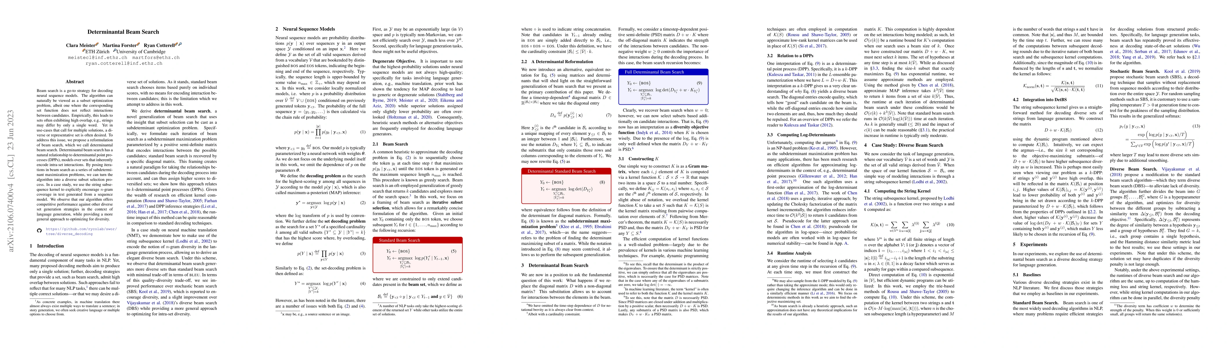 Thumbnail for Determinantal Beam Search