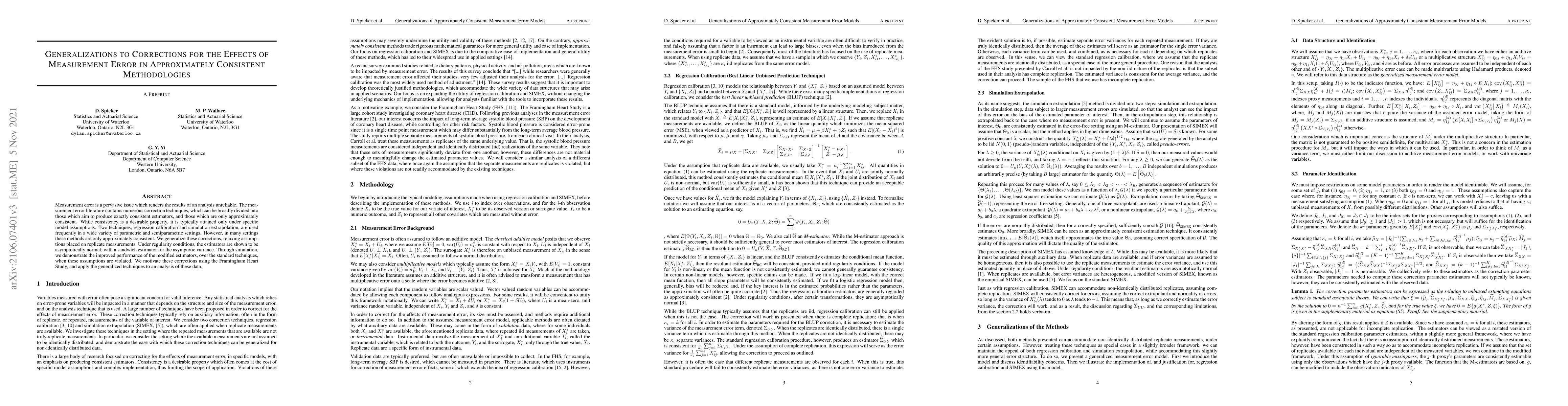Thumbnail for Generalizations to Corrections for the Effects of Measurement Error in
  Approximately Consistent Methodologies