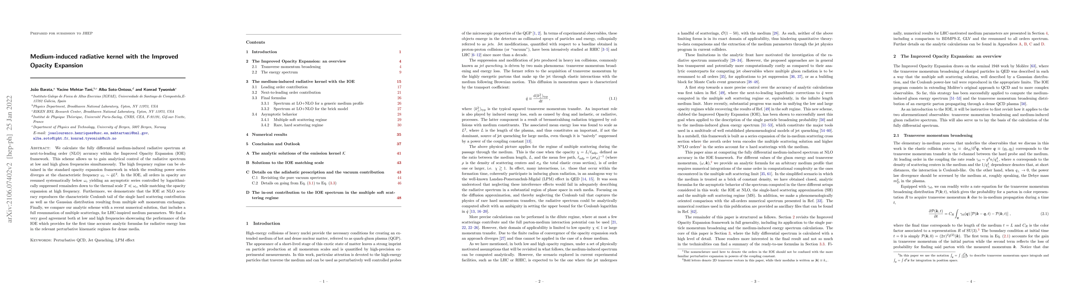 Thumbnail for Medium-induced radiative kernel with the Improved Opacity Expansion
