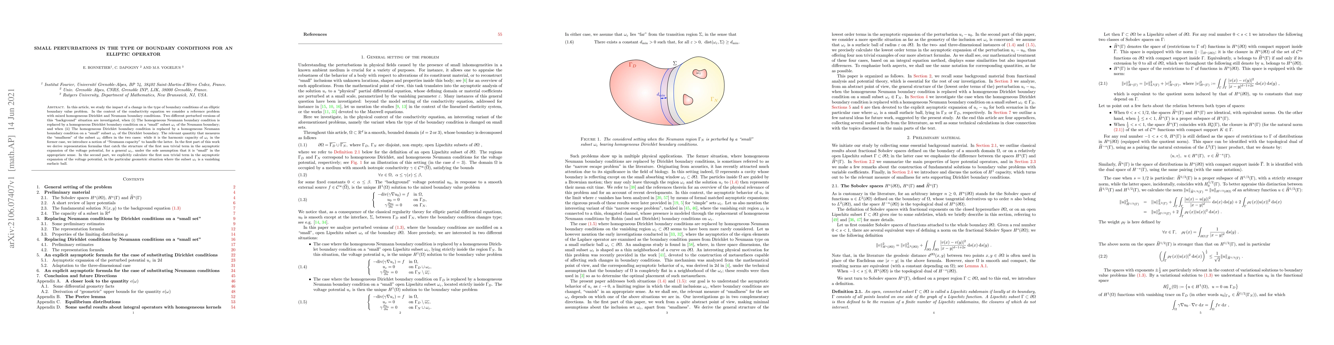 Thumbnail for Small perturbations in the type of boundary conditions for an elliptic
  operator