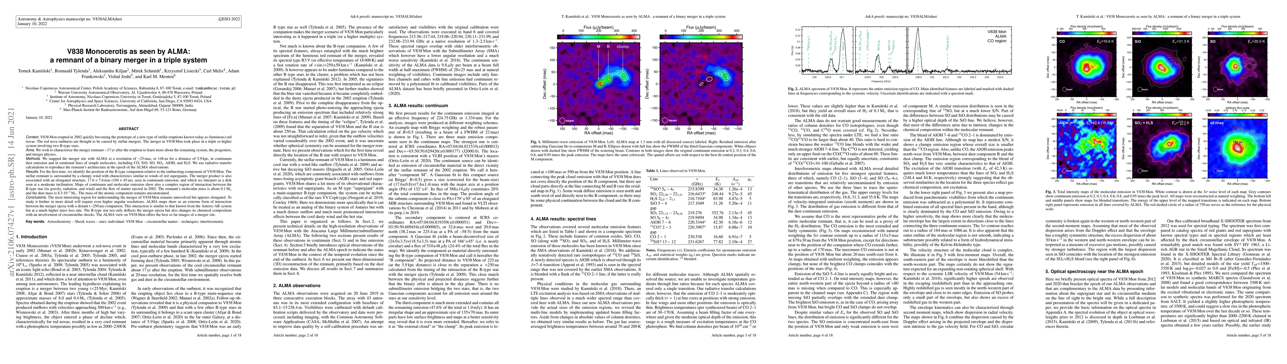 Thumbnail for V838 Monocerotis as seen by ALMA: a remnant of a binary merger in a
  triple system