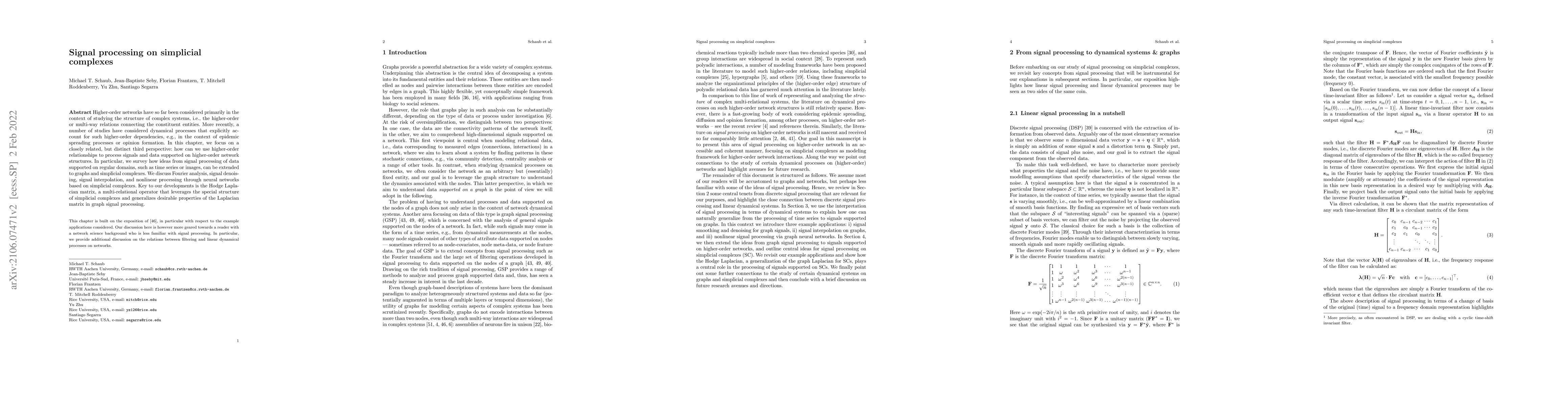 Thumbnail for Signal processing on simplicial complexes