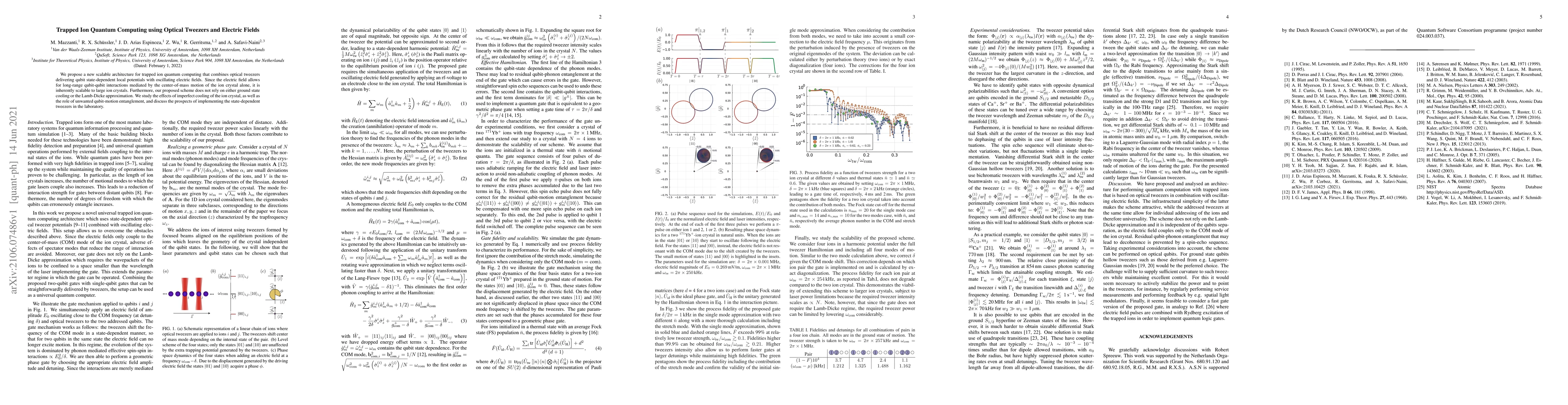 Thumbnail for Trapped Ion Quantum Computing using Optical Tweezers and Electric Fields