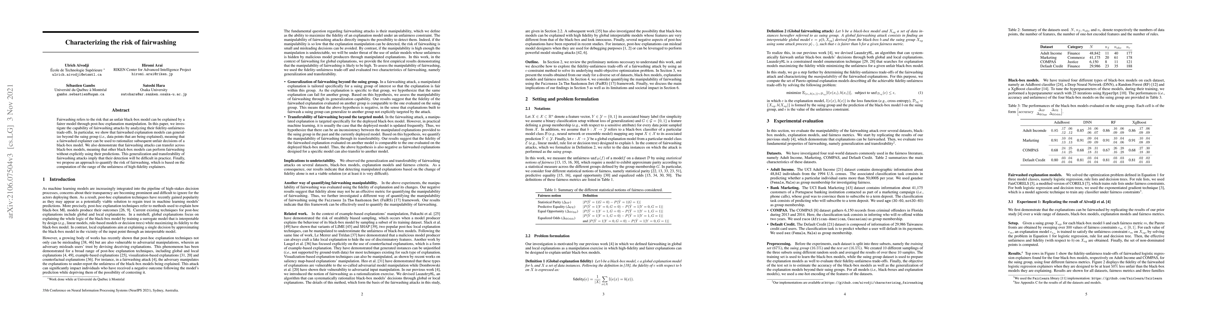 Thumbnail for Characterizing the risk of fairwashing