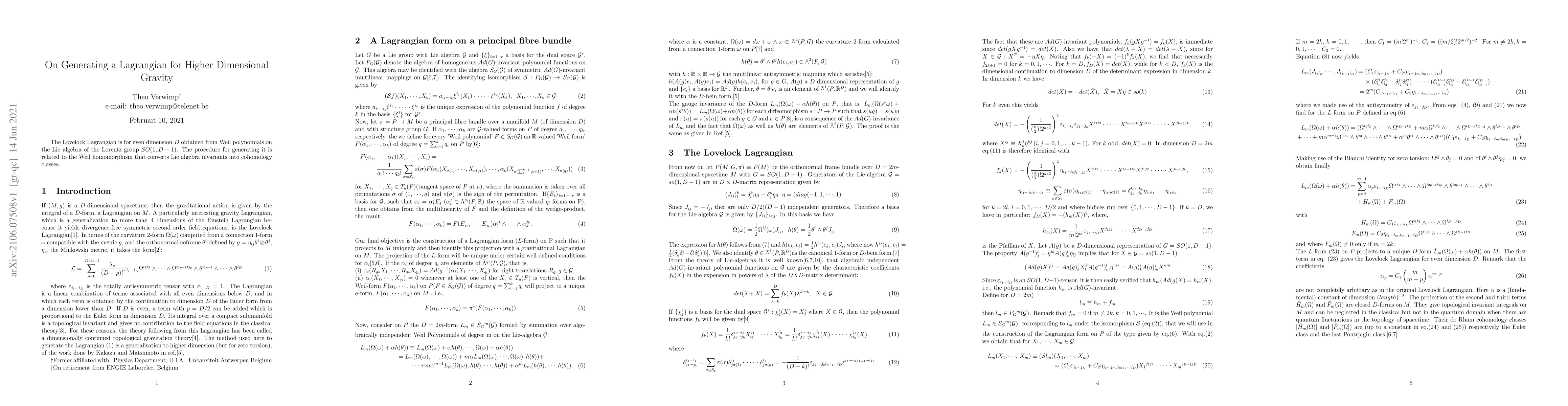 Thumbnail for On Generating a Lagrangian for Higher Dimensional Gravity