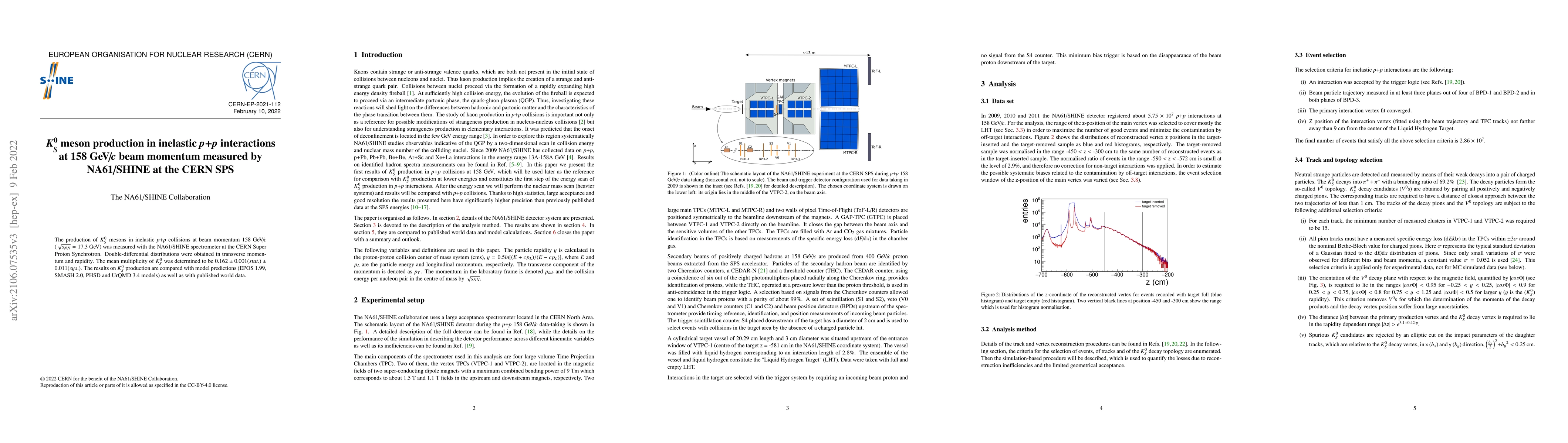 Thumbnail for $K^{0}_{S}$ meson production in inelastic $\textit{p+p}$ interactions at
  158 GeV/c beam momentum measured by NA61/SHINE at the CERN SPS