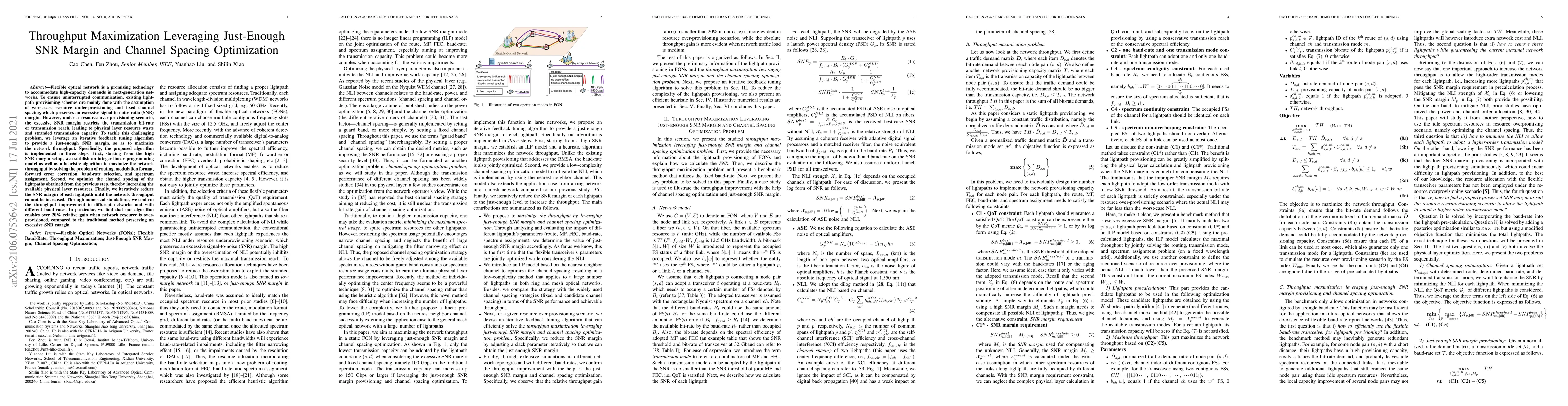 Thumbnail for Throughput Maximization Leveraging Just-Enough SNR Margin and Channel
  Spacing Optimization