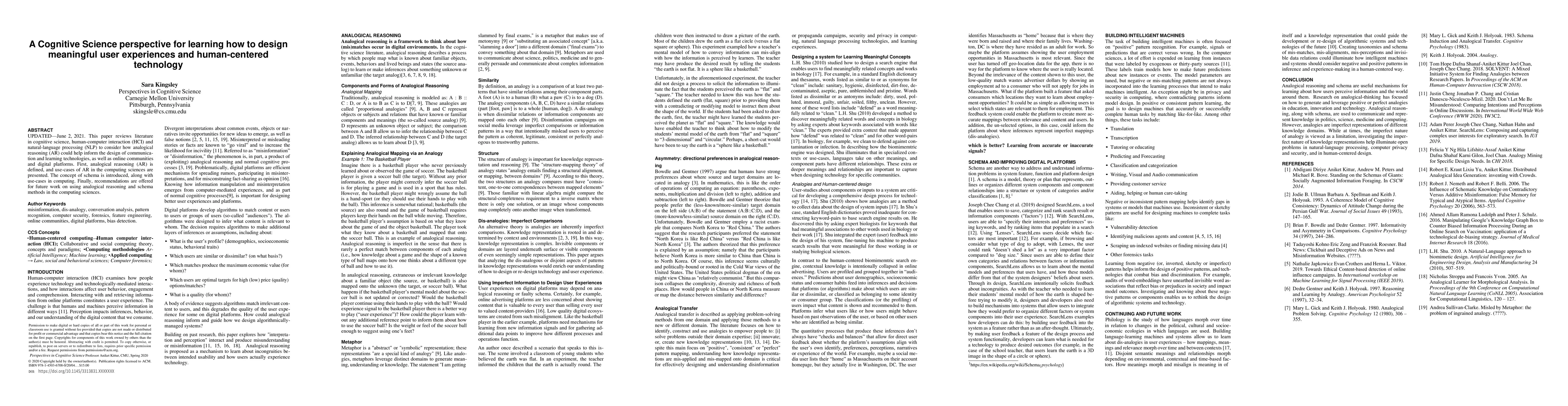 Thumbnail for A Cognitive Science perspective for learning how to design meaningful
  user experiences and human-centered technology