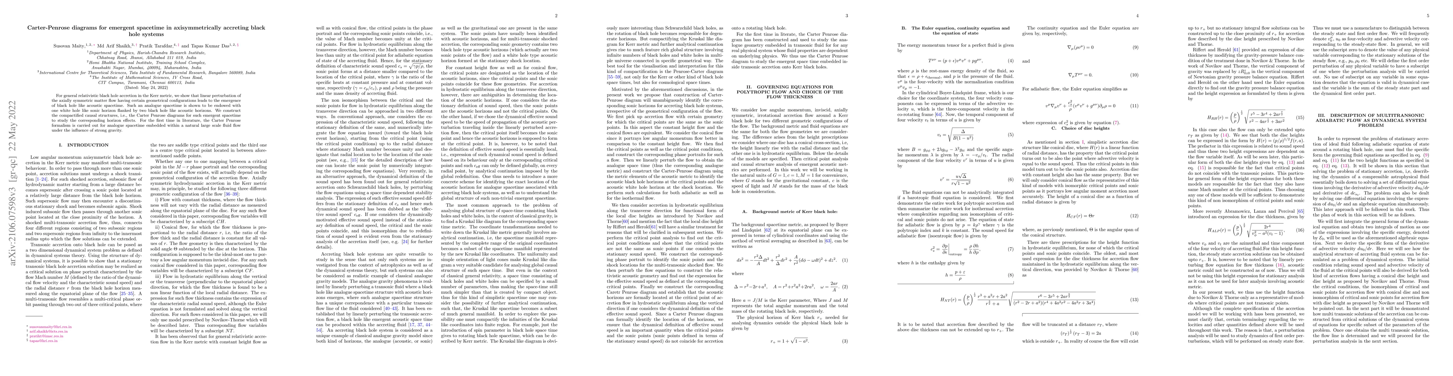 Thumbnail for Carter-Penrose diagrams for emergent spacetime in axisymmetrically
  accreting black hole systems