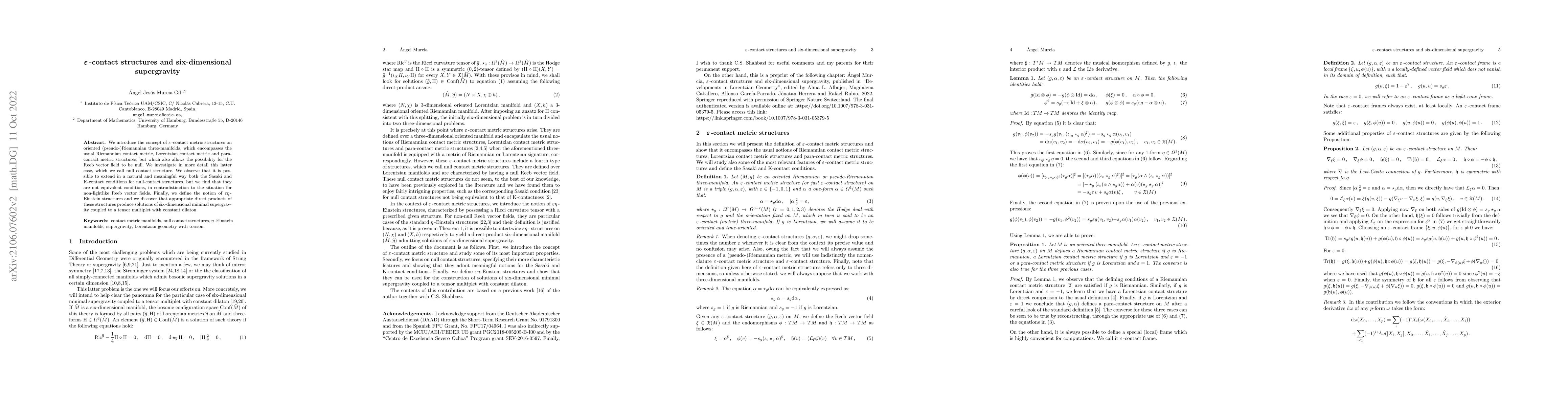 Thumbnail for $\varepsilon\,$-contact structures and six-dimensional supergravity