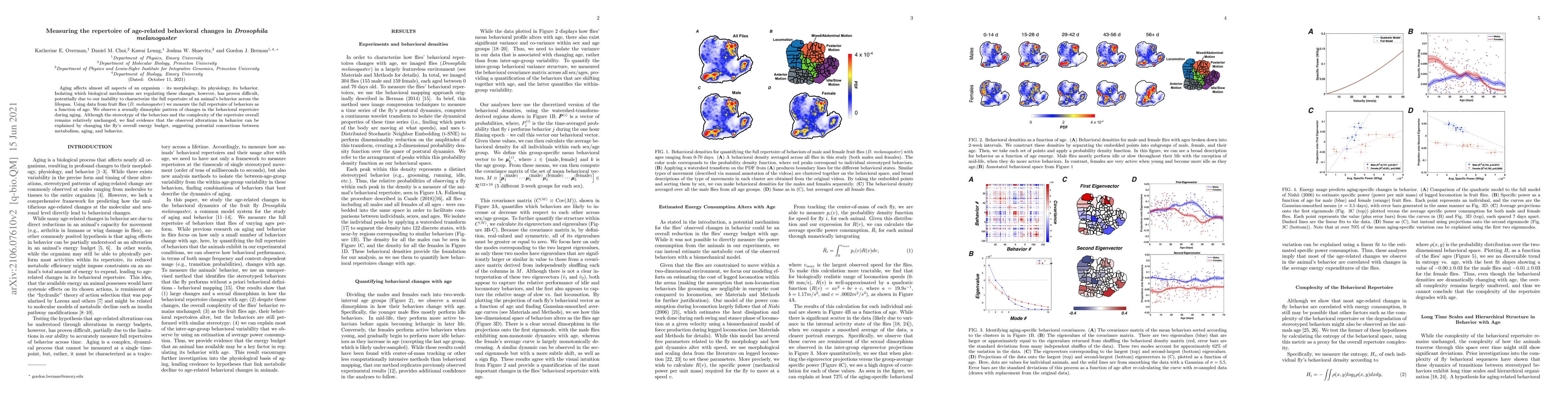 Thumbnail for Measuring the repertoire of age-related behavioral changes in Drosophila
  melanogaster