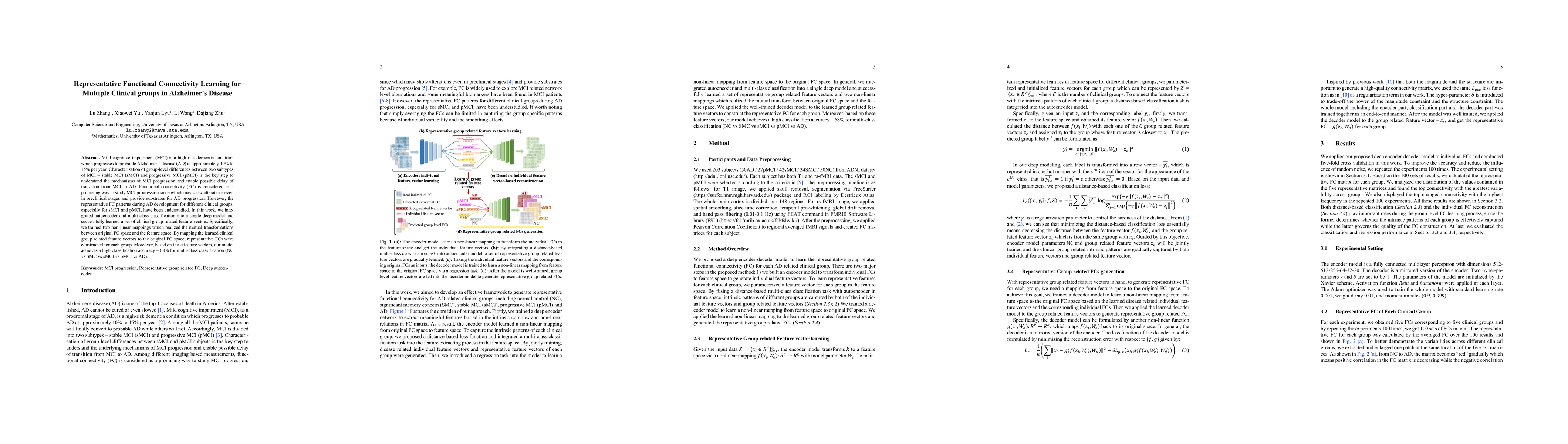Thumbnail for Representative Functional Connectivity Learning for Multiple Clinical
  groups in Alzheimer's Disease