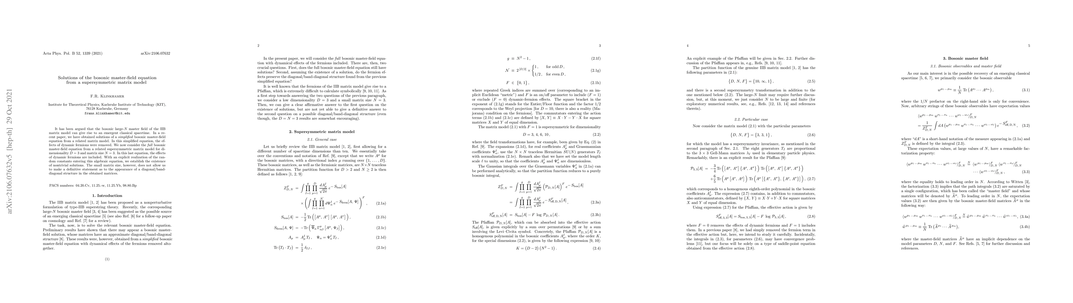 Thumbnail for Solutions of the bosonic master-field equation from a supersymmetric
  matrix model