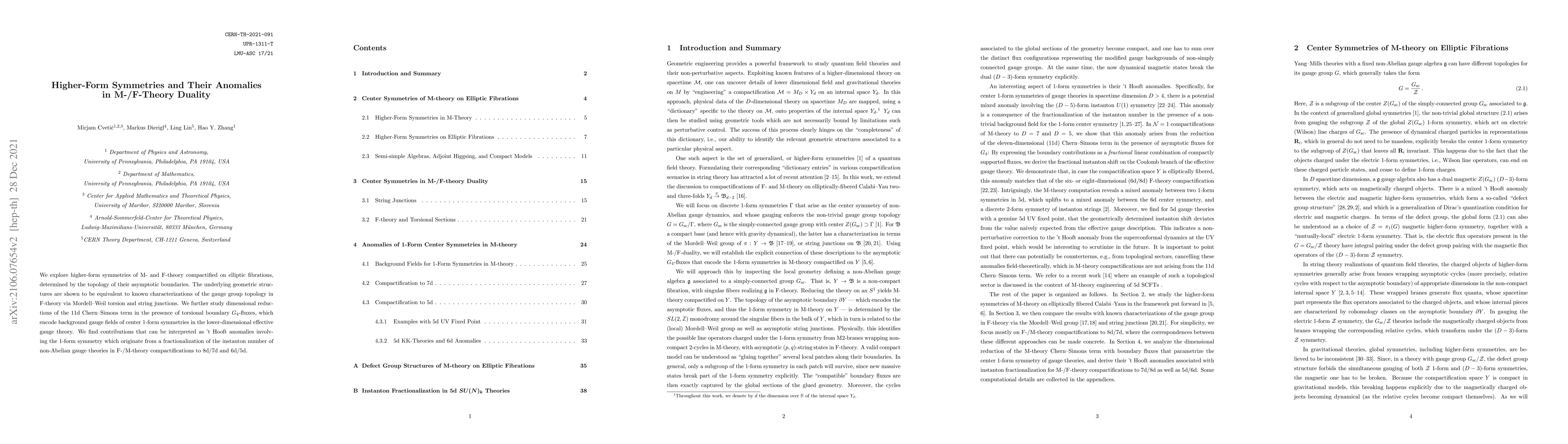 Thumbnail for Higher-Form Symmetries and Their Anomalies in M-/F-Theory Duality