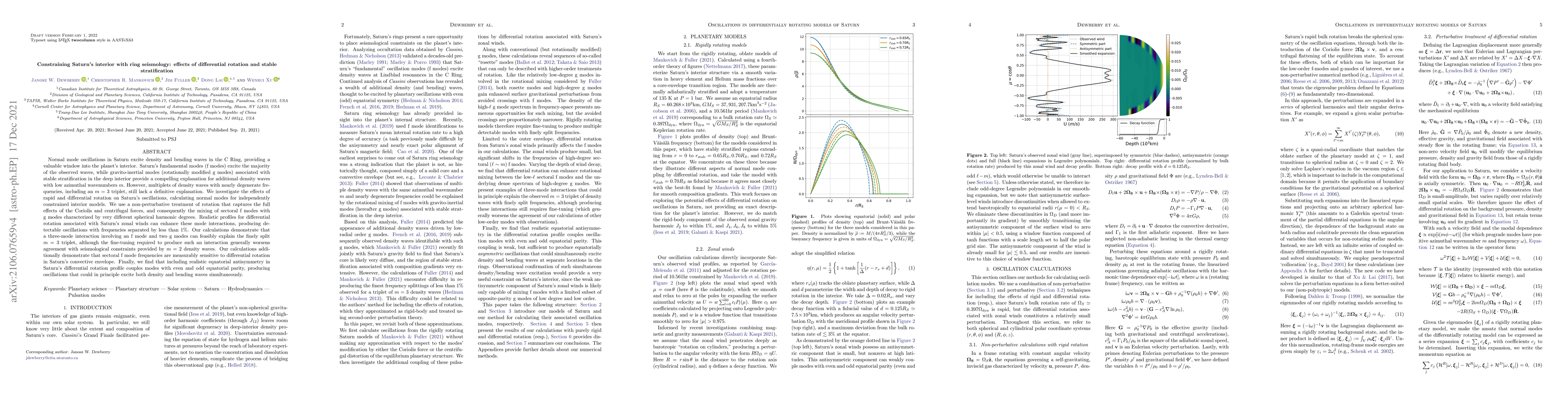 Thumbnail for Constraining Saturn's interior with ring seismology: effects of
  differential rotation and stable stratification